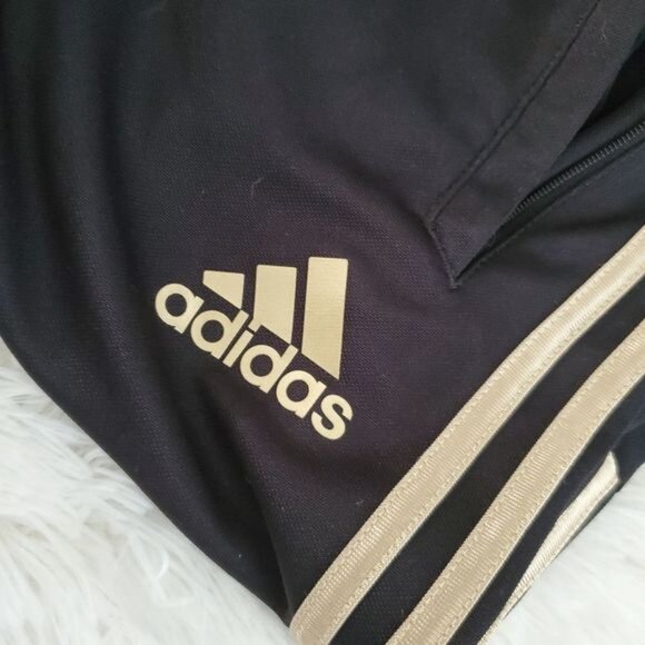 Adidas Men's Size Small Black and Gold 3 Stripe Jogger Pants - Picture 3 of 10